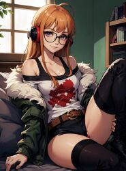 ai_generated female fur_jacket fur_trim looking_at_viewer makimass_ai persona_5 sakura_futaba solo video_games