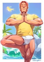 1boy 2024 balls bara barazoku beard beaugilliam biceps blush bulge bulge_through_clothing clothing hi_res highres male male_only male_pubic_hair muscular_male nintendo pecs penis penis_outline pokemon pokemon_concierge tight_clothing tyler_(pokemon_concierge) underwear