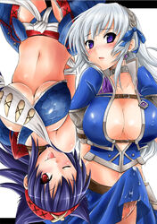 1futa 1girls azul_(armor) bad_id bad_pixiv_id beltbra breasts capcom cleavage color cum earrings female futanari hairband human hunter_(monster_hunter) intersex jewelry long_hair midriff monster_hunter monster_hunter_freedom_unite monster_hunter_frontier multiple_girls nargacuga_(armor) nipples penis pochi_(pochi-goya) purple_eyes red_eyes saliva source_request standing tongue underboob wink year_request