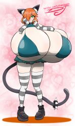 big_breasts breasts cat_ears cat_tail catgirl demonwolf202 djthepokemen gigantic_breasts high_socks huge_breasts massive_breasts shy