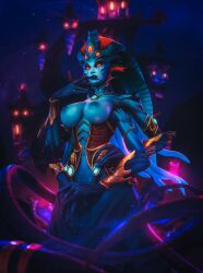 1girls 3d big_breasts blizzard_entertainment blue_skin lidcarter naga naga_(warcraft) queen_azshara solo warcraft world_of_warcraft