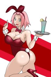 1girls 2d back_view big_ass big_breasts big_butt bunnysuit female female_only footwear full_color human large_ass large_breasts naruto naruto_(series) naruto_shippuden no_penetration pink_hair sakura_haruno sakura_haruno(shippuden) setthh98 solo solo_female