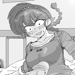 braid breasts clothing covered_breasts eyes faceless_male female greyscale human indoors lowres male monochrome mouth noukyou_gyuunyuu oekaki open_eyes open_mouth penis ranma-chan ranma_1/2 ranma_saotome rule_63 sweat sweatdrop twin_braids uncensored yoiko_hibiki