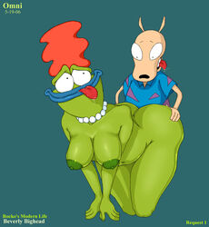 2006 amphibian anthro beverly_bighead cane_toad female furry green_skin interspecies male nickelodeon omni pearl_necklace rocko rocko's_modern_life straight tan_fur tongue_out