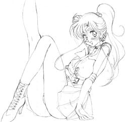 amanomiya_haruka bishoujo_senshi_sailor_moon clothing female female_only human lactation large_breasts makoto_kino sailor_jupiter skirt solo straight_hair tagme