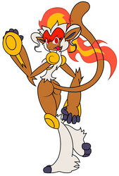 anthro ass breasts color female female_only fiery_hair fire fur furry gb_of_bs infernape nude on_one_foot pokemon pokemon_(species) pokemon_dppt raised_tail solo standing tagme tail