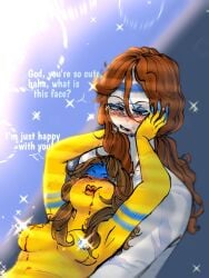 1 1male :3 brown_hair cake countryhumans countryhumans_girl couple english_text female israel_(countryhumans) long_hair medium_breasts medium_hair nude_female sparkles straight text ukraine_(countryhumans)