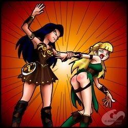 ass color el_manto_negro gabrielle_(xena) red_ass spanking tagme xena xena_warrior_princess