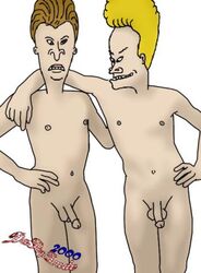 2000 2boys arm_around_neck beavis beavis_and_butt-head blonde_hair brown_hair butt-head circumcised jack_off_buddy male_only tagme