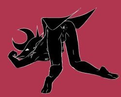 anthro anthro_focus anus beak black_body crescent dimasick iteration long_legs male_focus monster monster_boy non-human on_all_fours skinny skinny_male solo_anthro solo_male star_(symbol) star_nipples stars ucius wings