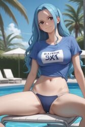 ai_generated black_eyes blue_hair female female_only hair midriff navel nefertari_vivi one_piece robinlover tagme