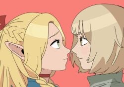 animated delicious_in_dungeon dungeon_meshi falin_touden falin_touden_(tallman) french_kiss kissing lesbian_kiss live2d marcille_donato tongue_kiss yuri