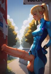 abs absurdly_large_cock ai_generated blonde_hair blonde_hair erection futa_only futanari gigantic_penis highres horsecock horsecock_futanari huge_cock large_penis massive_penis metroid nipple_bulge penis_awe ponytail samus_aran self_upload small_breasts small_waist solo standing supermanson thick_penis toned toned_body veiny_penis