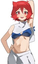 1girls armpit bra chariot_du_nord little_witch_academia looking_at_viewer midriff pointy_chin raised_arm shiny_chariot stomach t-lex