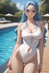 ai_generated black_eyes blue_hair breasts female hair midriff navel nefertari_vivi one_piece robinlover tagme