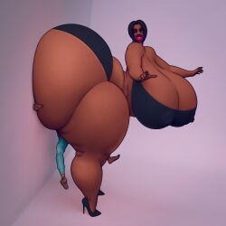 1boy 1girls against_wall ass ass_bigger_than_head ass_in_face ass_smothering ass_up big_booty_judy big_breasts big_dom_small_sub big_lips blitzhero booty booty_shorts brown_skin cleavage curvy dark_skin female heels hyper_ass juicy_butt larger_female lips massive_ass nipple_bulge original_character short_hair smiling smothering_ass someshittysketches tagme thick_ass thick_lips thick_thighs venus_body voluptuous voluptuous_female