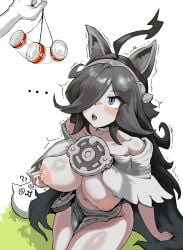 kasli_the_scourge the_battle_cats nyanko_daisensou female female_focus 1girls 1other cat cat_ears cat_(battle_cats) hi_res 2025 color colored digital_media_(artwork) 2d 2d_(artwork) simple_background white_background video_games video_game_character hypnosis ... looking_up breasts breasts_out boobs tits light_skin light-skinned_female white_body white_skin blue_eyes blush tongue tongue_out animal_ears thick_thighs thighs black_hair hair hair_over_one_eye nipples mind_control
