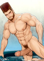 1boy abs bara erection hydaria male male_only muscle nude paul_phoenix pecs penis presenting solo tagme tekken testicles uncensored wet