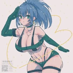 1girls barely_clothed bending_forward bent_forward big_ass big_breasts big_breasts big_butt blue_eyes blue_hair breasts breasts busty clothed cute cute_face earrings female gloves green_clothing green_eyes jean_shorts jiggling_breasts king_of_fighters legwear leona_heidern light-skinned_female light_skin long_hair looking_at_viewer military military_clothing necklace ponytail shorts sideboob thick thick_legs thick_thighs thighs thong tied_hair tight_clothes tight_clothing toned toned_female underboob voluptuous voluptuous_female