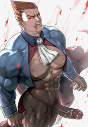 1boy abs bara blood clothing cum darkstalkers demitri_maximoff erection hydaria male male_only muscle muscular muscular_male pecs penis presenting pubic_hair solo tagme testicles uncensored