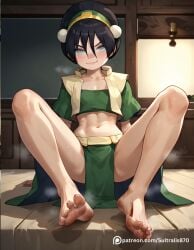 1girls ai_generated avatar_legends avatar_the_last_airbender black_hair dildo dirty_feet earth_kingdom feet female foot_fetish foot_focus nickelodeon nicktoons smelly_feet soles solo steam sultralis sultralis870 toph_bei_fong