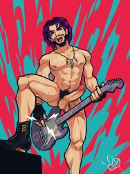 1boy abs beard blue_eyes crocodile erect_penis esthetic fingerless_gloves fingerless_gloves_only guitar guitar_in_ass guitar_villan guitarist hair hairy_balls hairy_male jagged_stone luka_couffaine's_deadbeat_rockstar_dad male_only miraculous_ladybug muscle muscles muscular muscular_male necklace necklace_between_pecs necklace_only nipples nude nude_male nudist penis penis_out pubic_hair purple_hair rockstar ryoma_hoshi shoes shoes_on shoes_only sneolk sweat sweatdrop yaoi