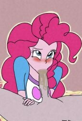 blowjob blush equestria_girls human_male my_little_pony pink_hair pinkie_pie_(eg) pinkie_pie_(mlp)