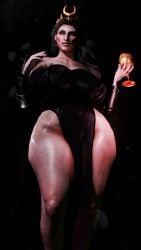 dress goblet goth huge_ass huge_breasts huge_thighs long_dress looking_down milf red_eyes seirne skyrim the_elder_scrolls valerica vampire