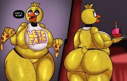 alternate_version_available animatronic anthro bbw big_ass chica_(fnaf) chicken cupcake_(fnaf) five_nights_at_freddy's furry no_nipples pizza plump robot robot_girl someth1ngoranother