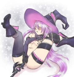 aisha_(elsword) elsword fanart female game magic_wand masturbation oz_sorcerer_(elsword) sombresnuances witch witch_hat