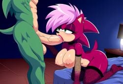 big_penis breasts incest incest_(lore) long_hair magenta_fur manic_the_hedgehog oral pink_hair sonia_the_hedgehog sonic_underground sucking_penis