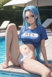 ai_generated black_eyes blue_hair female female_only hair midriff navel nefertari_vivi one_piece robinlover tagme