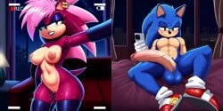 ai_generated ass bed bedroom blue_body breasts incest incest_(lore) magenta_fur male/female pink_hair sex sonia_the_hedgehog sonic_(series) sonic_the_hedgehog sonic_the_hedgehog_(series) sonic_underground sonic_x_sonia straight veiny_penis