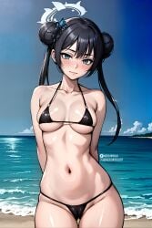 ai_generated beach bikini blue_archive kisaki_(blue_archive) medium_breasts