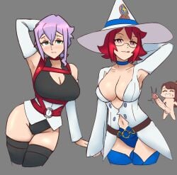 1futa 2girls atsuko_kagari croix_meridies futanari little_witch_academia oksandio pale-skinned_female pale-skinned_futanari pale_skin pinup shiny_chariot