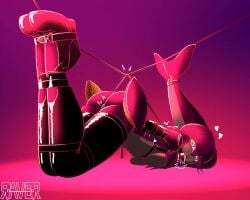 ball_gag belt belt_bondage bondage bound breath_of_the_wild collar crotch_rope face_down_ass_up female female_focus female_only heels hogtie mipha nintendo raver1357 submissive submissive_female suspension the_legend_of_zelda thighhighs zora