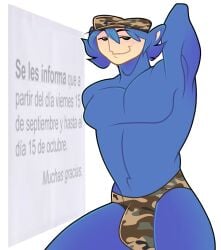 big_penis blue_fur buff chichachu male meme military_clothing muscles satire slendytubbies stylized underwear