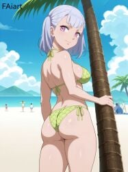 ai_generated ass_focus beach bikini black_clover faiart grey_hair looking_back noelle_silva