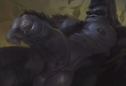 2017 abs anthro ape areola balls biceps big_penis black_fur body_hair chest_hair chest_tuft closed_eyes darkgem erection front_view fur gorilla grey_balls grey_nipples grey_penis grey_skin hairy hand_on_penis huge_cock humanoid_hands humanoid_penis male male_only mammal muscular muscular_male nipples nude partially_retracted_foreskin pecs penis primate pubes simple_background sitting snout solo spread_legs spreading thick_penis thick_thighs tuft uncut vein veiny_penis