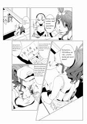 bacon deutsch elesa_(pokemon) german german_text hilda_(pokemon) kunseidou monochrome pokemon skyla_(pokemon) translated waifu