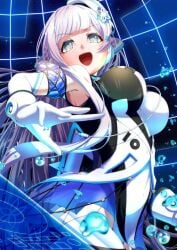 armpits big_breasts bubbles clothed d4dj dj_equipment futuristic_theme hiraken izumo_saki long_hair water