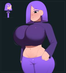 1girls 2024 2d 2d_(artwork) alternate_body_type big_breasts breasts clothed_female clothing duolingo female female_only g3mma high_resolution highres huge_breasts light-skinned_female light_skin lily_(duolingo) purple_hair solo solo_female