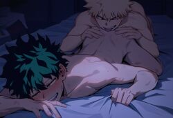 ai_generated anal ass ass_grab bakugou_katsuki boku_no_hero_academia eating_ass gay green_hair izuku_midoriya katsuki_bakugou male male_only midoriya_izuku my_hero_academia rimming sheet_grab yaoi