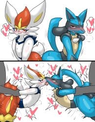 2koma anon anthro anthro_penetrated aroused ass big_butt blue_body blue_fur blush canid canine cinderace comic enigi09 french_kissing from_behind from_behind_position fur generation_4_pokemon generation_8_pokemon grey_body group heart_symbol hi_res interspecies kissing lagomorph lucario male male_penetrating mammal motion_lines nintendo penetration penile penile_penetration pokemon pokemon_(species) quality sex simple_background tail tongue tongue_out white_body white_fur