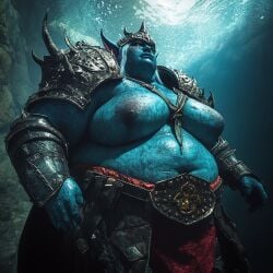 ai_generated bbw big_breasts blue_body blue_skin breasts breasts_out curvy curvy_female darkinea_realm demon demon_female demon_girl fat female topless topless_female underwater water