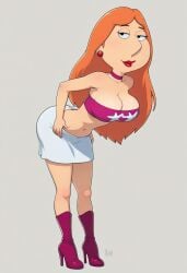 ai_generated ass ass_focus bent_over big big_ass big_breasts boots breasts choker civitai crop_top family_guy female full_body groping hair hands_on_own_ass high_heels jossyless_(ai) lift lipstic, lois_griffin long looking_at_viewer makeup midriff miniskirt navel orange perfect_curvy_body red_lips rock_and_roll_sherpa_(cosplay) seductive_expression shirt simple_background skirt solo standind star_(symbol) strapless top tube white_background white_skirt