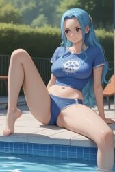 ai_generated black_eyes blue_hair female female_only hair midriff navel nefertari_vivi one_piece robinlover tagme