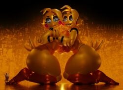 2girls 3d 3d_(artwork) 3d_model animatronic breasts five_nights_at_freddy's five_nights_at_freddy's_2 tagme toy_chica_(fnaf) yellow_body zentaisfm