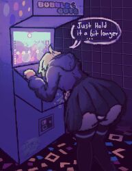 1boy 1femboy about_to_cum about_to_fart arcade arcade_cabinet arcade_machine bloated_belly bubble_guts bubble_guts_(game) embarrassed fart fart_cloud fart_fetish farting femboy femboy_fart femboy_only gameplay_screenshot imminent_cum imminent_fart male male_fart male_only panties rumbling_stomach stomach_noises striped_panties struggling text text_bubble upskirt upskirt_view