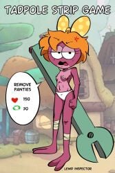 1girls aged_up amphibia anthro breasts cleavage disney female female_focus female_only lewd_inspector polly_plantar strip_game